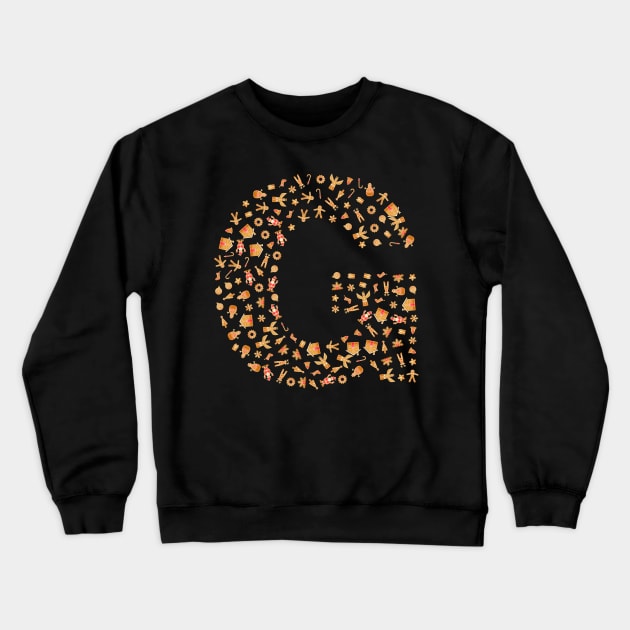 Letter G Initial Christmas Decorations Gingerbread Crewneck Sweatshirt by Sanu Designs